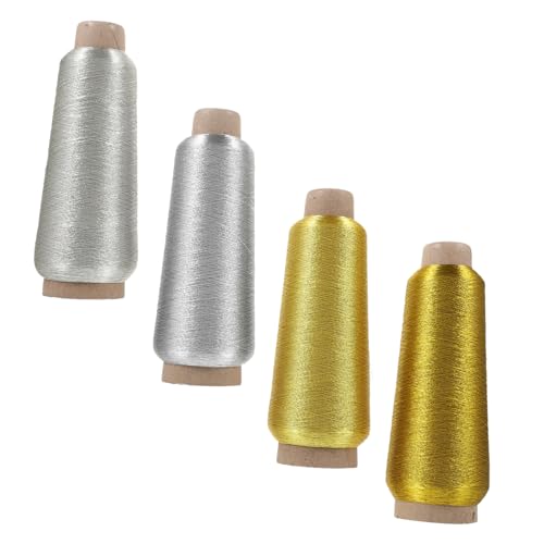 Angoily 4 Rollen DIY Metallisches Stickgarn für Maschinen und Handstickerei Langlebig Praktische Anwendung für Projekte und Innenraumdekoration von Angoily
