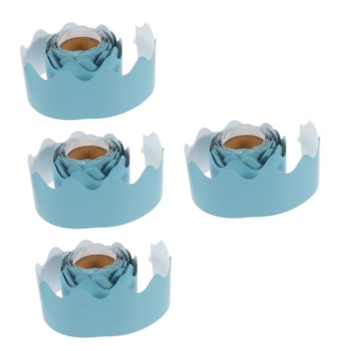 Angoily 4 Rollen Dekorative Papierrand Brett für Mauer groß Planke hängend Schild dekoration Holographic Bulletin Board Borders Randleiste für Pinnwand Gekippe beschichtetes Papier Blau von Angoily