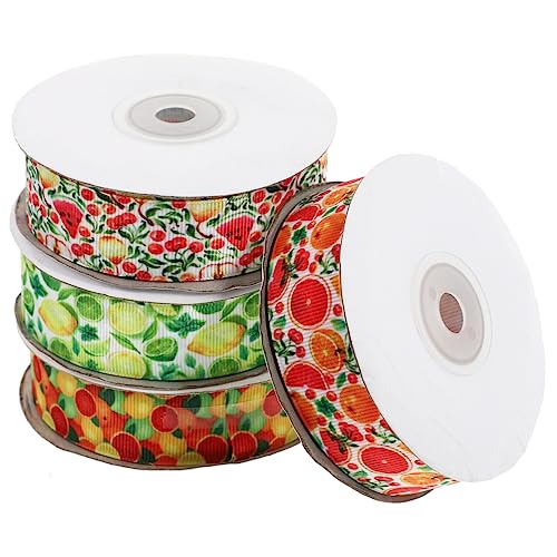 Angoily 4 Rollen Diy Fruchtmuster Geschenkband für Hochzeit und Bastelprojekte Dekoratives Satinband zur Herstellung von Schleifen und Verpackungen Yards Rolle Angoily 4 Rollen Diy Fruchtmuster Geschenkband für Hochzeit und Bastelprojekte Dekoratives Satinband zur Herstellung von Schleifen und Verpackungen Yards Rolle von Angoily