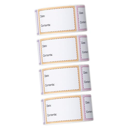 Angoily 4 Rollen Essbare Etiketten für Lebensmittel Abziehbare Aufkleber für Kennzeichnung von Lebensmitteln für Kühlschrank und Gefrierschrank Langlebige und Selbstklebende Etiketten für von Angoily