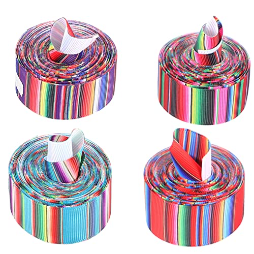 Angoily 4 Rollen Farbverlauf Polyester Mexican Serape Band Yards DIY Geschenkband Regenbogen Streifen für Party Dekoration Basteln Angoily 4 Rollen Farbverlauf Polyester Mexican Serape Band Yards DIY Geschenkband Regenbogen Streifen für Party Dekoration Basteln von Angoily