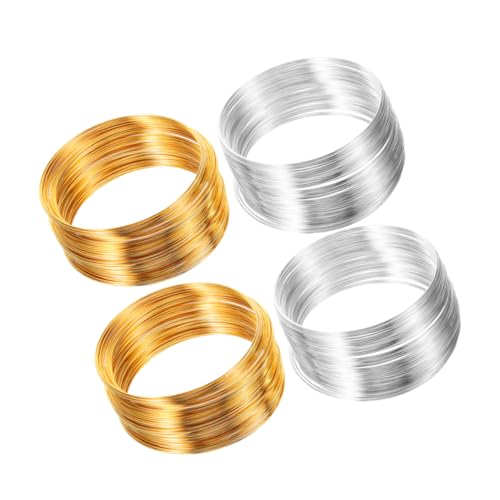 Angoily 4 Rollen Flexibles Schmuckdraht für DIY Armbänder Ohrringe Robuste und Formbeständige Drahtschnur für Schmuckherstellung Gold Silber Schlaufen pro Rolle Angoily 4 Rollen Flexibles Schmuckdraht für DIY Armbänder Ohrringe Robuste und Formbeständige Drahtschnur für Schmuckherstellung Gold Silber Schlaufen pro Rolle von Angoily