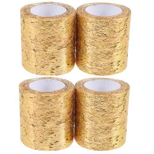 Angoily 4 Rollen Gold Tüllband Mesh Stoff Glitzerndes Bastelband für DIY Schleifen Geschenkdekoration Tischläufer Festliche Schmuckgestaltung Angoily 4 Rollen Gold Tüllband Mesh Stoff Glitzerndes Bastelband für DIY Schleifen Geschenkdekoration Tischläufer Festliche Schmuckgestaltung von Angoily
