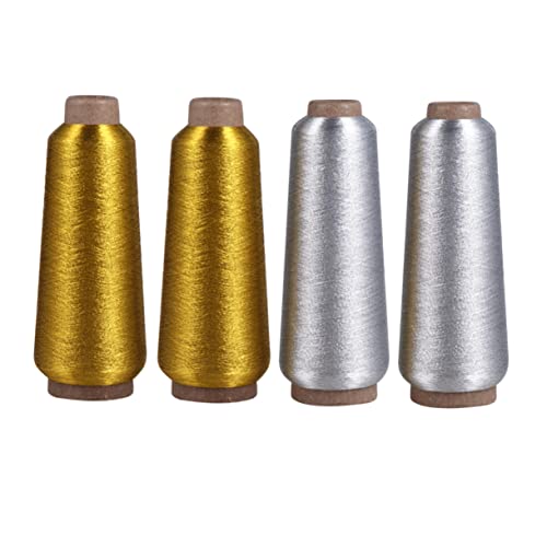 Angoily 4 Rollen Metallic Stickgarn für Diy Kreuzstich und Maschinenstickerei Gold und Silber für Kreative Nähprojekte und Kinderhandwerk von Angoily