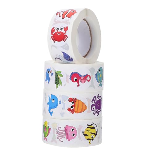 Angoily 4 Rollen Selbstklebende Tier Sticker Aufkleber Je Belohnungssticker Geschenkverpackung Dekorationsaufkleber für Schule Party Basteln Angoily 4 Rollen Selbstklebende Tier Sticker Aufkleber Je Belohnungssticker Geschenkverpackung Dekorationsaufkleber für Schule Party Basteln von Angoily