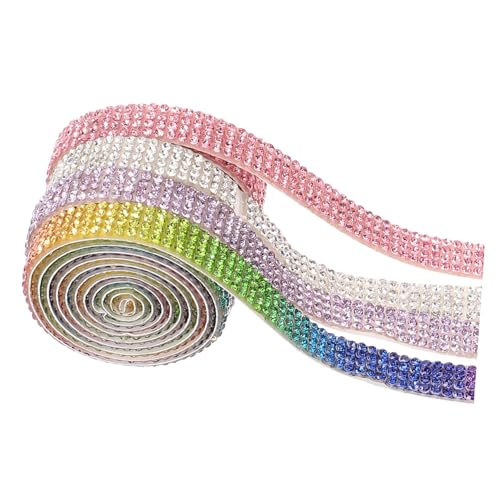 Angoily 4 Rollen Selbstklebendes Strassband Bling Rhinestone Ribbon mit Resin Kristallsteinen DIY Dekoration für Textilien Auto Garten Farbiges Glitter Stripes Angoily 4 Rollen Selbstklebendes Strassband Bling Rhinestone Ribbon mit Resin Kristallsteinen DIY Dekoration für Textilien Auto Garten Farbiges Glitter Stripes von Angoily