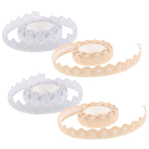 Angoily 4 Rollen Washi Tape Für Scrapbooking Masking Lace Tape Spitzenbesatz Aufkleber Deko Klebeband Deko Klebeband Hochzeitsband Spitzen von Angoily