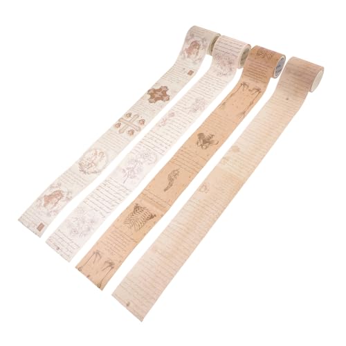 Angoily 4 Rollen Washi Tape Selbstklebendes Dekoratives Klebeband für Scrapbooking und Diy Projekte Vintage Designs Retro Skelett Pflanzen Gedichte Engel Vielseitig Einsetzbar von Angoily