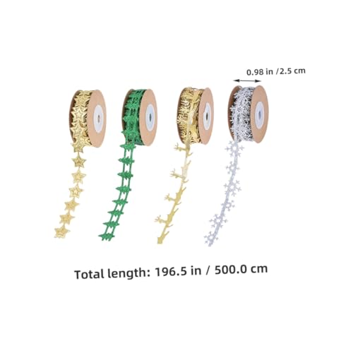 Angoily 4 Rollen Weihnachtsband Schneeflocken Glitzerband mit Prägung für Geschenkverpackung Weihnachtsbaumdekoration Festliches Bastelband Vielseitiges Geschenkband für Feiertage von Angoily