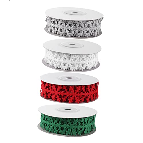 Angoily 4 Rollen Weihnachtsdekorationsband Fröhliche Dekorationen Feiertagsbänder Weihnachtsgeschenkband Silbernes Schneeflocken Spitzenband Weihnachtsband Stoffband Angoily 4 Rollen Weihnachtsdekorationsband Fröhliche Dekorationen Feiertagsbänder Weihnachtsgeschenkband Silbernes Schneeflocken Spitzenband Weihnachtsband Stoffband von Angoily
