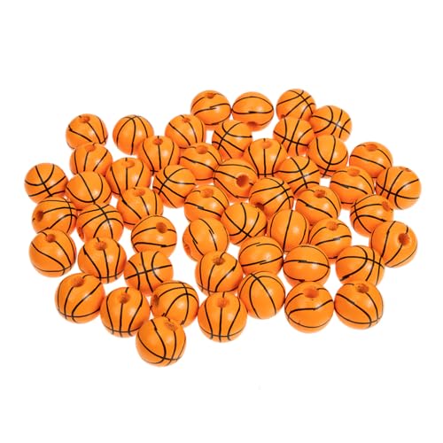 Angoily 4 Sätze Diy Holzperlen Basketball Design Unvollendete Holzperlen Für Schmuckherstellung Bastelbedarf Für Kreative Diy 50 Stück * 4 von Angoily