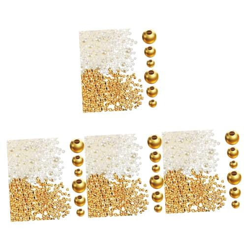 Angoily 4 Sätze Goldperlen Und Mischperlen Goldperlen Ca Mischgröße Perlen Schmuckzubehör Für Diy Und Armbänder 900 Stück * 4 von Angoily