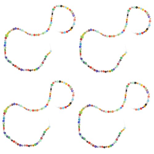 Angoily 4 Saiten Glasperlen Blumenform Lose Bastelperlen für Armband Halskette Schmuck DIY Schmuckherstellung Langlebig Vielseitig Dekorativ von Angoily