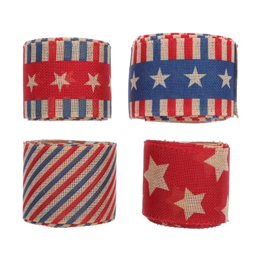 Angoily 4 Stück Amerikanische Flagge Muster Dekorationsbänder Hochwertige Leinendekorationsbänder für Unabhängigkeitstag Basteln und Partys Angoily 4 Stück Amerikanische Flagge Muster Dekorationsbänder Hochwertige Leinendekorationsbänder für Unabhängigkeitstag Basteln und Partys von Angoily