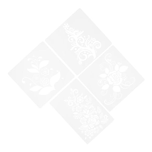 Angoily 4 Stück Blumende Dekorative Vorlage Blumen Dekorative Schablonen Kunst Musterschablonen Große Schablonen Zum Malen Zeichnung Wände Malschablonen Schablone Malen Das Haustier Weiß von Angoily