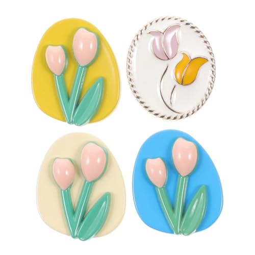 Angoily 4 Stück Cartoon-schaltflächen Mantelknöpfe Knöpfe Zum Annähen Von Blumen Knöpfe Für Bekleidung Tulpe Tasten Kleidungsersatzknöpfe Stoffknöpfe Knopf Zinklegierung von Angoily