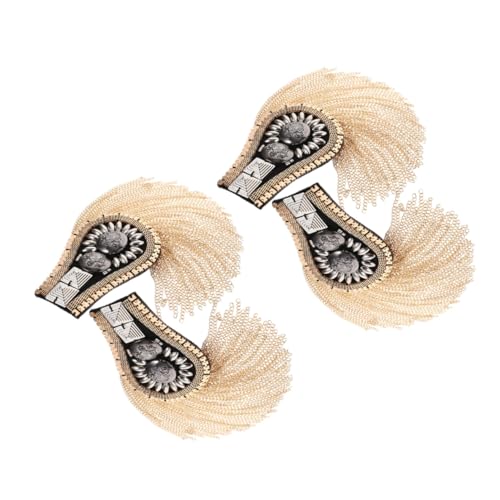 Angoily 4 Stück Dekorative Schulterstempel im Punkstil Kostüme Zubehör Schulterschmuck Schulterpolster für Kostüm applizierte Schulterklappen Schulterapplikation mit Quaste Eisen Golden von Angoily
