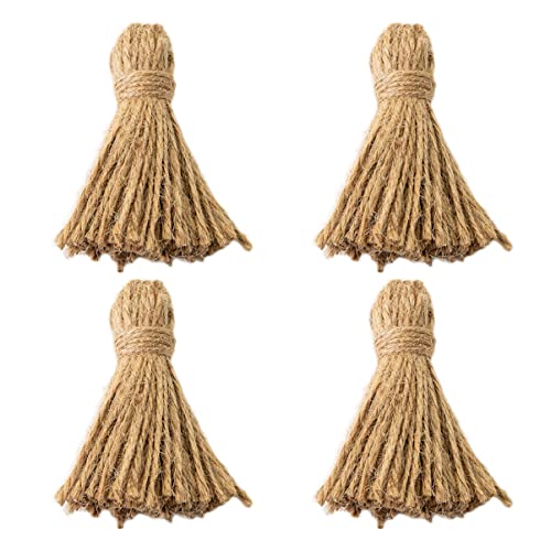 Angoily 4 Stück Diy Quasten Anhänger Jute Handgefertigte Wanddekoration für Kinderzimmer Kreative Bastelmaterialien für Girlanden und Accessoires von Angoily