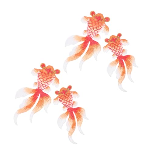 Angoily 4 Stück Goldfisch Patches Teiliges Diy Stickerei Applikation für Kleidung Kleine Große Gestickte Ornamente Hochwertige Garment Decor Accessories für Jeans Taschen und Mehr von Angoily