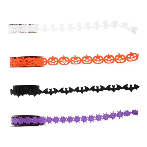 Angoily 4 Stück Halloween Deko-band Set mit Geist Fledermaus Kürbis Spinnennetz Robustes DIY Geschenkband für Partydeko und Kranzgestaltung Mehrfache Verwendung für Halloween-saison Angoily 4 Stück Halloween Deko-band Set mit Geist Fledermaus Kürbis Spinnennetz Robustes DIY Geschenkband für Partydeko und Kranzgestaltung Mehrfache Verwendung für Halloween-saison von Angoily