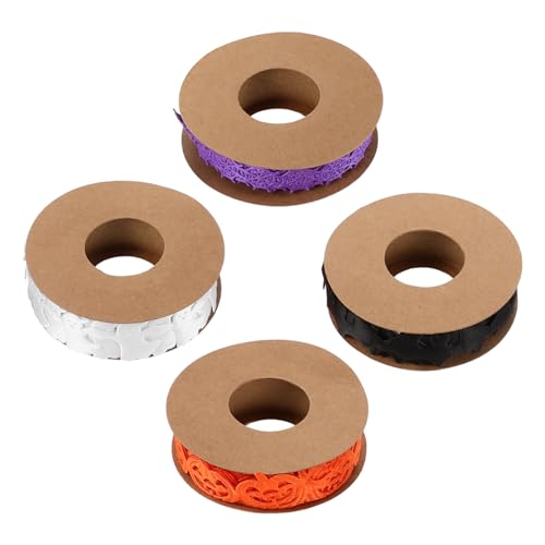 Angoily 4 Stück Halloween Dekoband Set Geprägt mit Geist Fledermaus Kürbis Spinnennetz für Geschenkverpackung DIY Basteln Partydeko Robust Langlebig Vielseitig für Halloween Feier Angoily 4 Stück Halloween Dekoband Set Geprägt mit Geist Fledermaus Kürbis Spinnennetz für Geschenkverpackung DIY Basteln Partydeko Robust Langlebig Vielseitig für Halloween Feier von Angoily