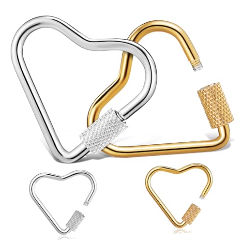 Angoily 4 Stück Halskette Zubehör schmuck karabiner schmuckherstellung zubehör klein Schlüsselbundclip Clips schlüsselanhänger stitch schlüsselhalter Edelstahlschlüsselring Herz Karabiner von Angoily