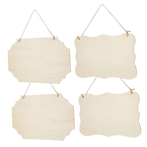 Angoily 4 Stück Holzplaketten Unlackierte Holzschilder zum Aufhängen Blanko für Bastelarbeiten für Wanddekoration und Kreative DIY Projekte Vorgebohrte für Einfache Montage von Angoily