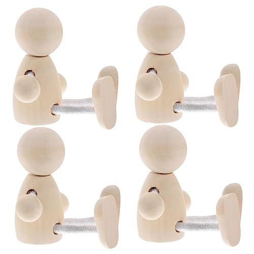 Angoily 4 Stück Holzspielzeug Miniaturhaus Kit detaillierte Mini-Person Steckpuppen unvollendet Spielzeughaus Holzfiguren für Malerei Holzfiguren Bastelset Peg-Puppe DIY Holzpflockpuppen von Angoily