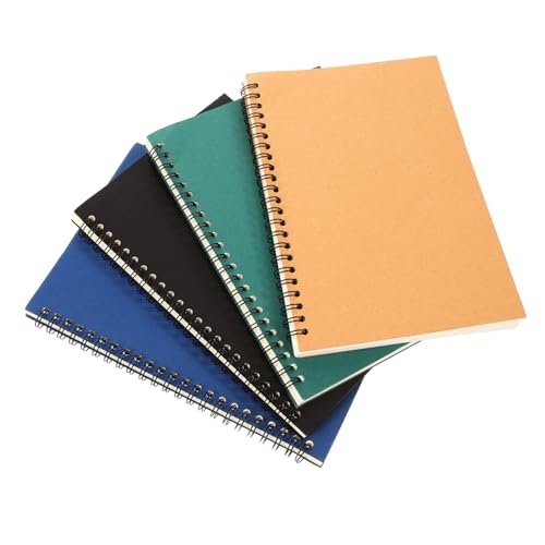 Angoily 4 Stück Kraftpapier Notizbuch Teiliges Spiralsystem für Planung Tagebuch und Notizen für Büro Schule und Reisen Originalfarbe Schwarz Dunkelblau Grün von Angoily
