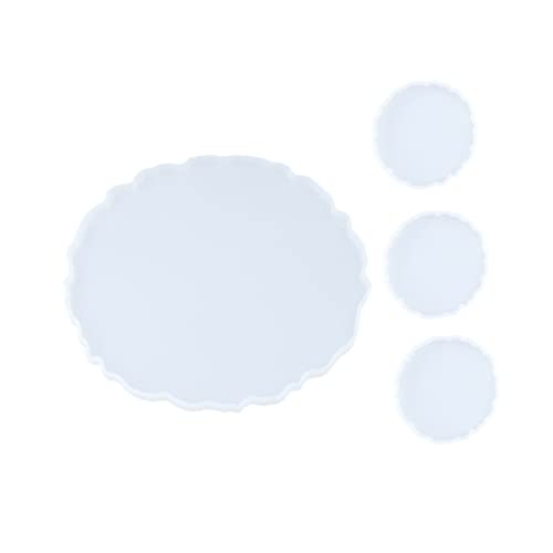 Angoily 4 Stück Kristall-epoxy-form Weißes Rundes Tablett Schalenform Untersetzerform Handwerk Groß Epoxid-tischform Epoxidharz Silikonguss-epoxy-form Form Für Serviertabletts Kieselgel von Angoily