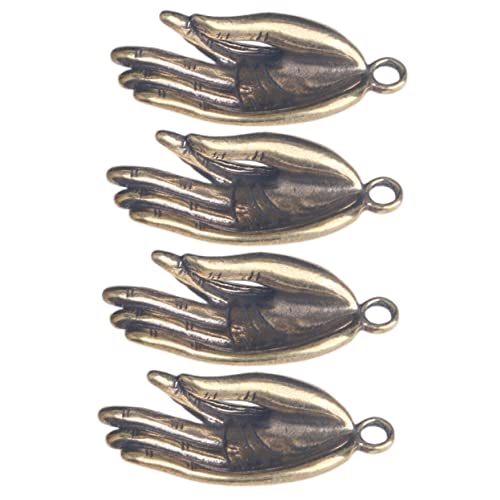 Angoily 4 Stück Kupferanhänger Charme Desktop-Buddha-Hand Buddha-Hand-Anhänger Retro-Buddha-Hände-Verzierung dekorative Statue Desktop - Buddha-Handmodell Light Brown von Angoily
