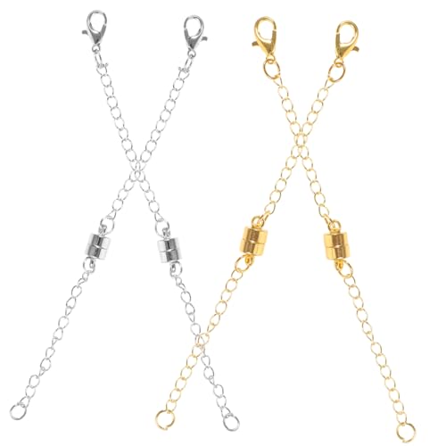 Angoily 4 Stück Magnetschnalle Schmuck Halskette für schmuckherstellung zubehör schmuck basteln zubehör Armband Verlängerungskette Kettenverlängerung selber machen Zinklegierung von Angoily