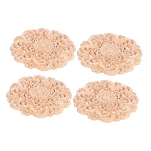 Angoily 4 Stück Möbelornamente Onlay Applikationen Eck Onlay Applikation Geschnitzte Applikationen Blumen Applikation Für Möbel Eckdekoration Geschnitzte von Angoily
