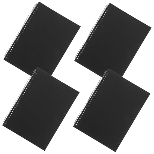 Angoily 4 Stück Notizbuch Notizbücher zur Spirale zur Notiz Notizbücher Hochschule Notizblock spiralblock kleine spiralblöcke Arbeitshefte für Notizen süße spiralblöcke Papier Schwarz von Angoily
