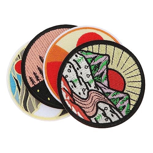 Angoily 4 Stück Patch Nähen Groß Karikatur Leinen Flecken Reparatur Stickereiapplikationen Flicken Für Kleidung Bestickt Sticken Kleiderflicken Flicken Für Bekleidung Blumen- Stoff von Angoily