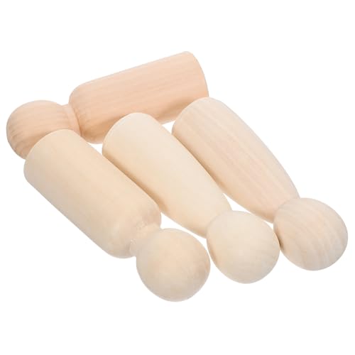 Angoily 4 Stück Puppenspielzeug Aus Holz Leute Aus Holzpflock Dekorative Holzpflockfiguren Unfertige Peg -leute Holzhandwerk Holzfiguren Holzdekoration Beige von Angoily