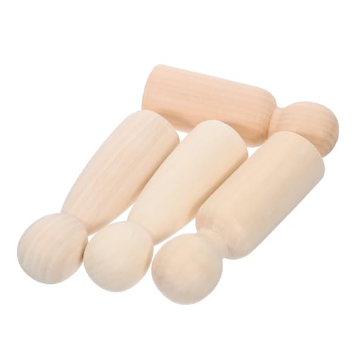 Angoily 4 Stück Puppenspielzeug aus Holz Holzhandwerk Leute aus Holzpflock Holzdekoration Holzfiguren unfertige Peg -Leute dekorative Holzpflockfiguren Beige von Angoily