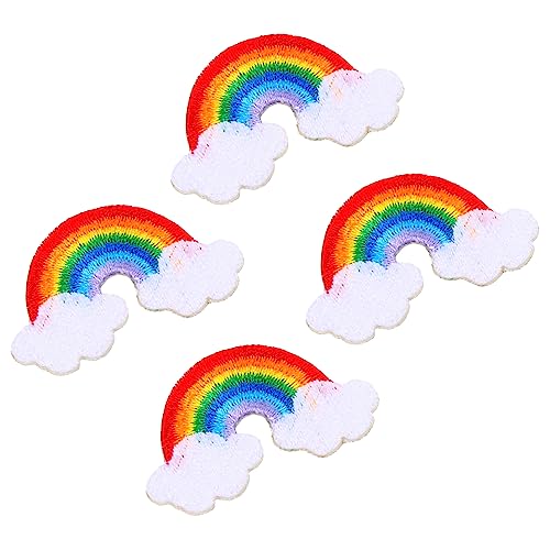 Angoily 4 Stück Regenbogen Stoffaufkleber Bestickte Regenbogen Applikation Regenbogen Stickerei Aufnäher Regenbogen Nähflicken Regenbogen Pastell Flicken Regenbogen Patch Für von Angoily