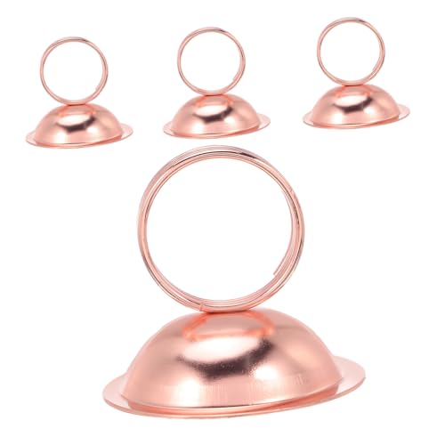 Angoily 4 Stück Runde Metall Memo Clip Halter in Roségold Stabiler Tischnummern Kartenhalter mit Zuverlässigem Griff für Büro Zuhause und Partydekoration von Angoily
