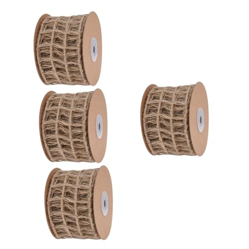 Angoily 4 Stück Sackleinen Geschenkband mit Draht Juteband für Geschenkverpackung DIY Bastelband für Hochzeit Geburtstagsdeko und Weihnachtsdekoration Fach Gewebt Langlebiges von Angoily