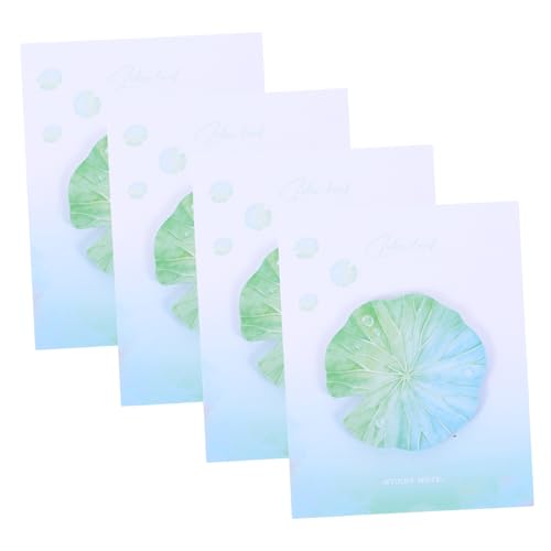 Angoily 4 Stück Simulierte Lotusblatt-Haftnotizen Lustige Notizbilder Gastgeschenke für die Frühlingsparty Schulmaterial zum Thema Frühling Beachten Sie Pads Papier von Angoily