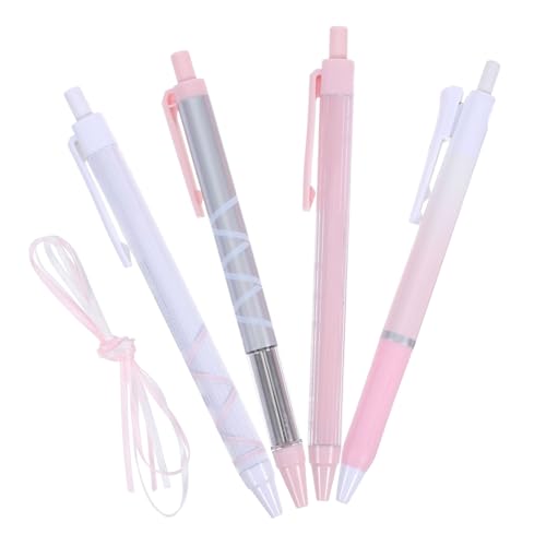 Angoily 4 Stück Stift mit Band drücken Stifte für Tagebuch Bandstift schwarzer Gelstift ausgefallene Stifte für Frauen Gelstift für die Schule Schulbedarf süßer Kugelschreiber Rosa Angoily 4 Stück Stift mit Band drücken Stifte für Tagebuch Bandstift schwarzer Gelstift ausgefallene Stifte für Frauen Gelstift für die Schule Schulbedarf süßer Kugelschreiber Rosa von Angoily