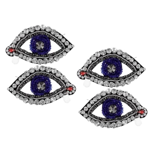 Angoily 4 Stück Teiliges Augen Patches mit Strass Böses Auge Applikation zum Aufnähen für Kleidung Jacken Taschen und Diy Projekte Langlebig und Handgefertigt von Angoily