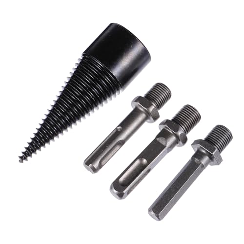 Angoily 4 Stück Teiliges Set Holzspalter bohrer Konusförmig Hochwertiger Splitting Drill Bit für Bohrmaschine Brennholz Spaltbohrer mit Verschleißfestigkeit und Zeitersparnis von Angoily