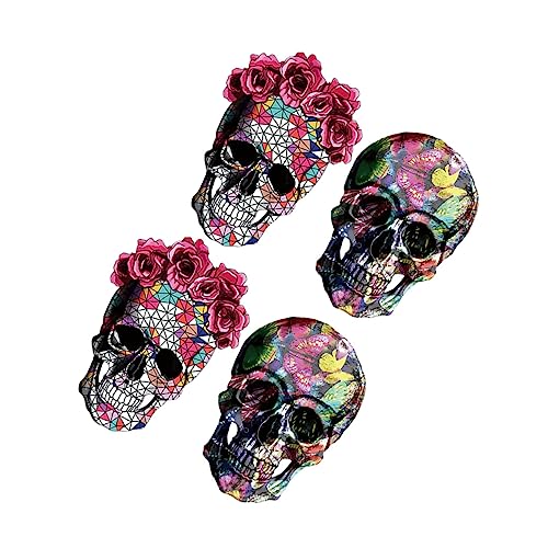 Angoily 4 Stück Teiliges Skull Aufnäher zum Aufbügeln Halloween Kleidung Patches für Diy Dekoration Lebendige Designs für Styles von Angoily