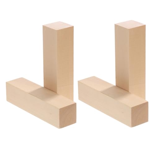 Angoily 4 Stück Unbehandelte Bassholzblöcke Holzplatten für Holzschnitzen DIY Basteln Stabile Holzstücke mit Natürlicher Maserung für Anfänger und Profis von Angoily