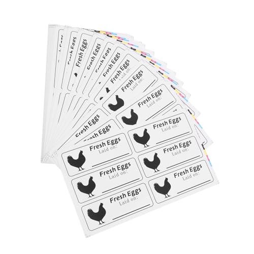 Angoily 40 Blatt Selbstklebende Frische Eier Aufkleber Farm Egg Date Labels zum Einfachen Beschriften von Eierkartons Wasserfest Praktisch für Bauernhof und Markt von Angoily