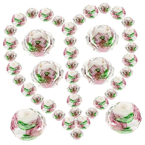 Angoily 40 Stück Blumenglasperlen Blumen- Perlen für Armbänder Perlen für Schmuckhersteller handmade anhänger pearl necklace DIY Schmuck lose Perlen Schmuck Handwerk Perlen Rosa von Angoily