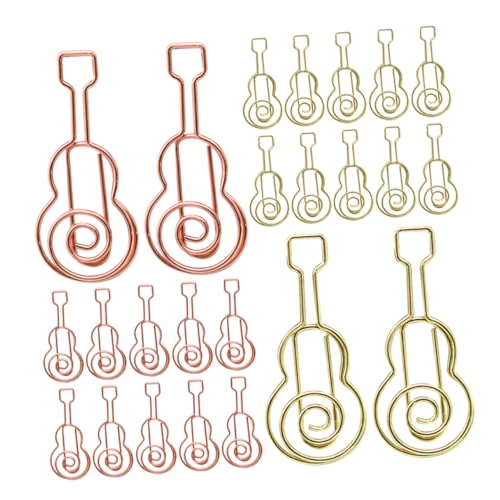 Angoily 40 Stück Gitarren-büroklammer Rosa Büromaterial Für Den Schreibtisch Dackel Büroklammern Große Bindeklammern Riesige Büroklammern Bindemittel Zubehör Büroklammern Mittel Metall von Angoily