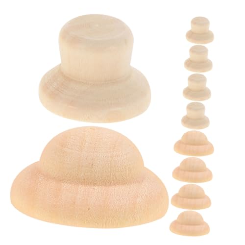 Angoily 40 Stück Marionettenhut Puppenhüte Zum Basteln Miniatur-puppenhüte Diy Unvollendete Peg-puppen-mütze Leere Hölzerne Puppenmütze Graffiti-peg-puppenhut Hut Für Peg-puppen Holz Beige von Angoily